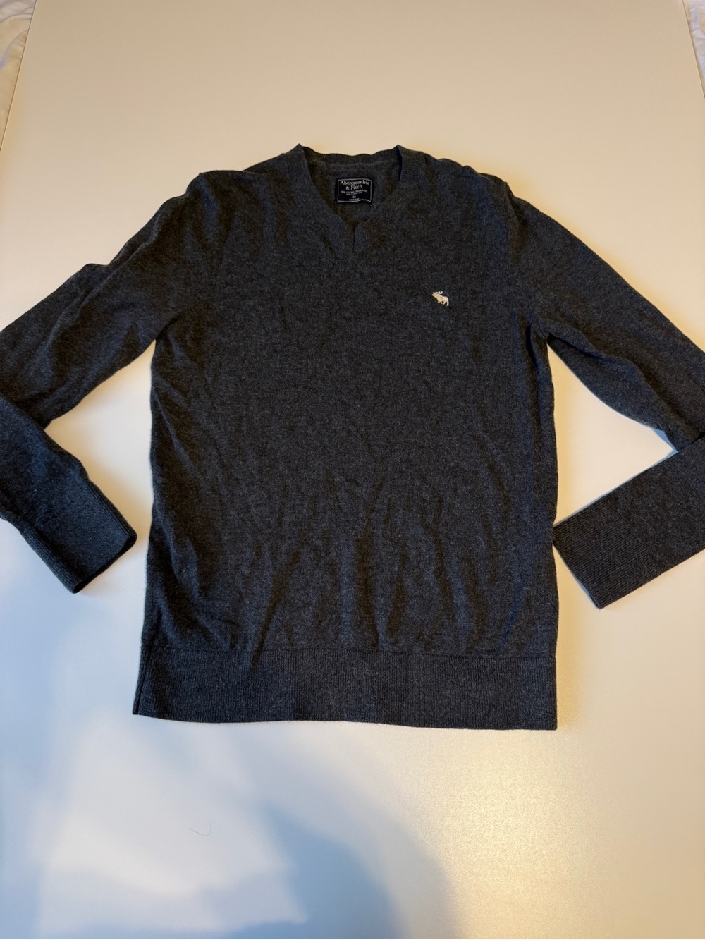 Abercrombie & Fitch Men's Charcoal Crewneck Wool Blend Medium Sweater
